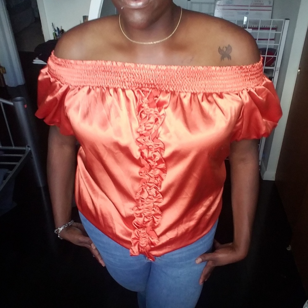 Off-the-shoulder ruffle blouse